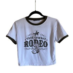 Rock Rose Couture Los Angeles RODEO Cowgirl Ringer Tee Top  Small/Medium
